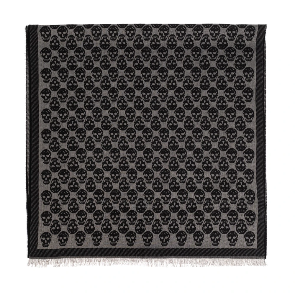 Alexander Mcqueen Men's Black Scarves, One Size, Scarf With A Distinctive Skull Motif