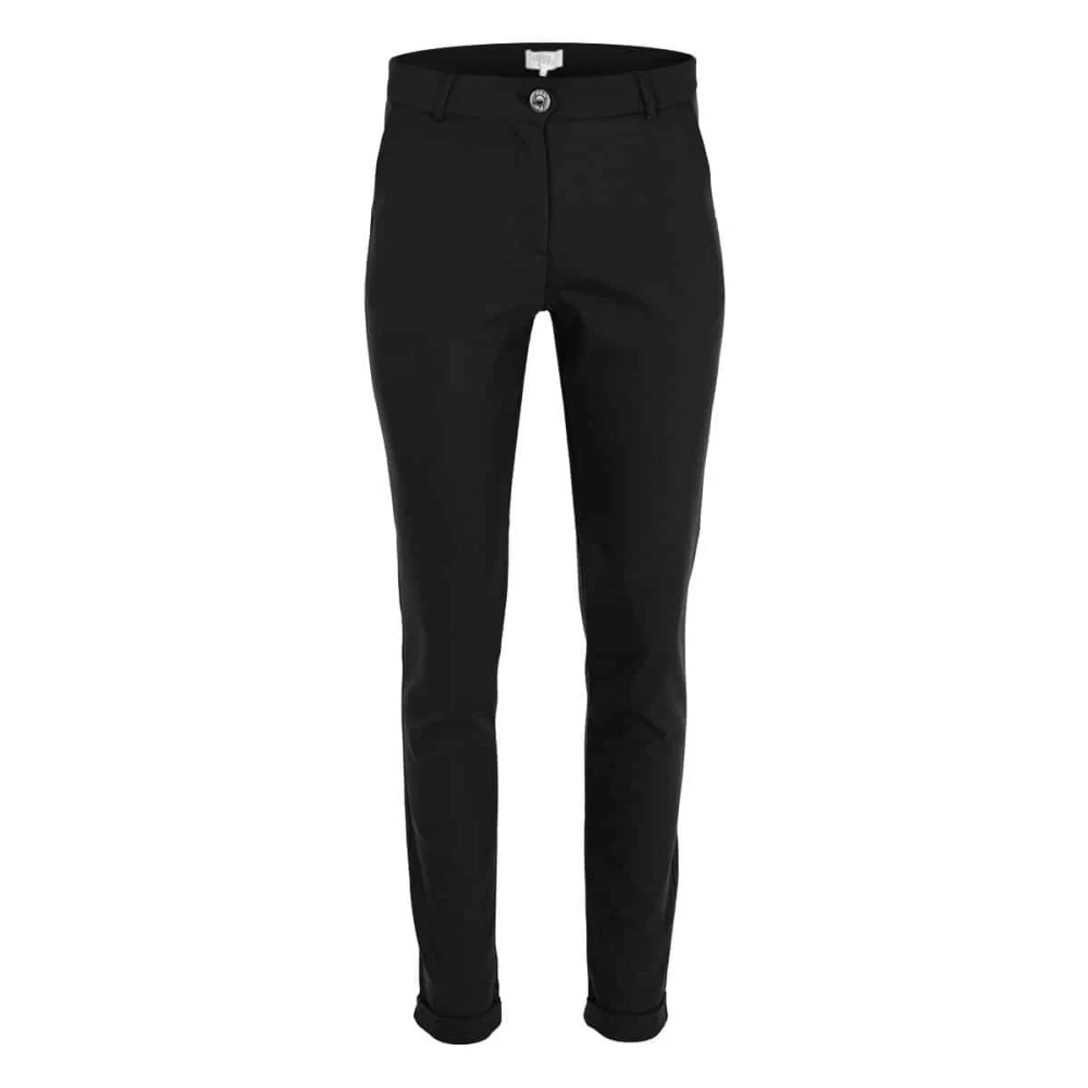DNM Pure Stijlvolle Chino Broek voor Zakelijke Look Black Dames
