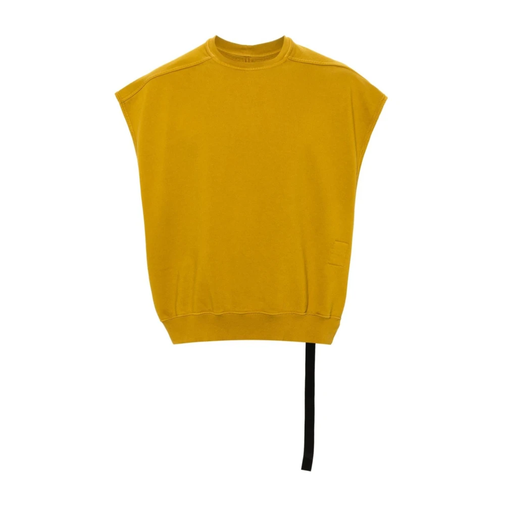 Rick Owens Sleeveless Leather Biker Vest Yellow Heren