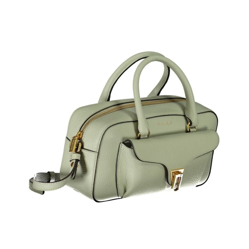 Coccinelle Groene Leren Handtas met Handvatten en Verstelbare Schouderriem Green Dames