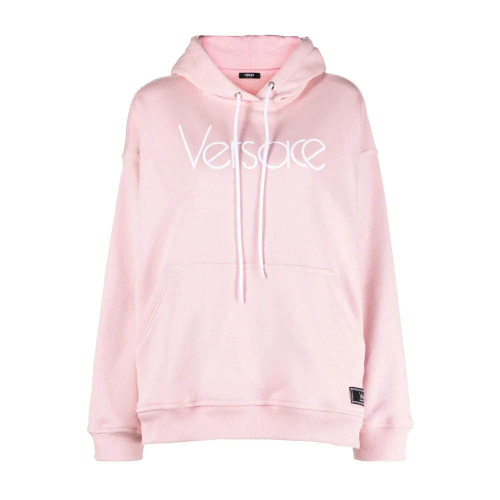 Versace Logo Borduurwerk Hoodie Pink Dames