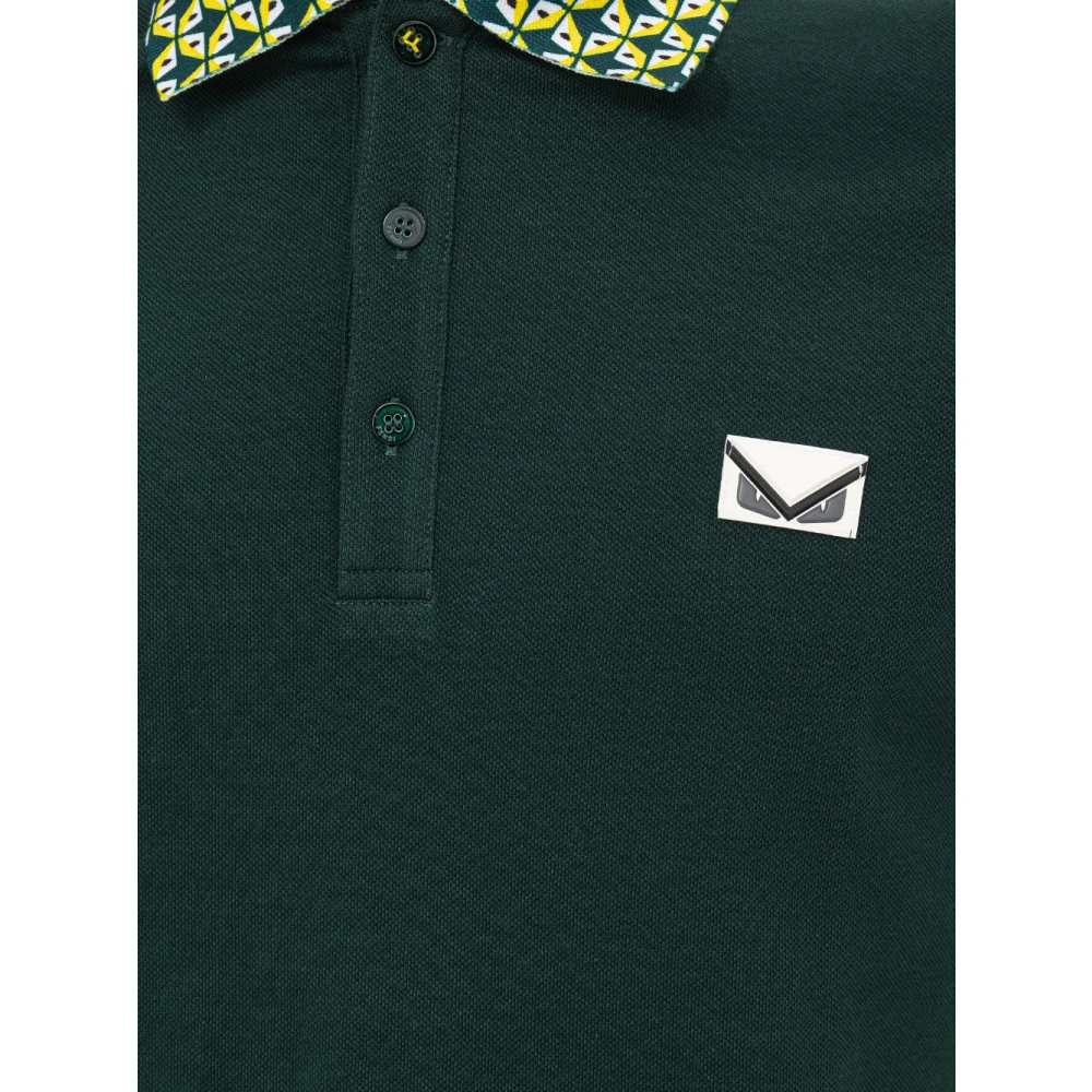 Fendi Groene polo met korte mouwen Green Heren
