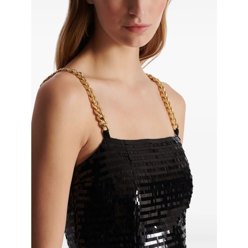 Balmain Zwart Paillettenjurk Black Dames