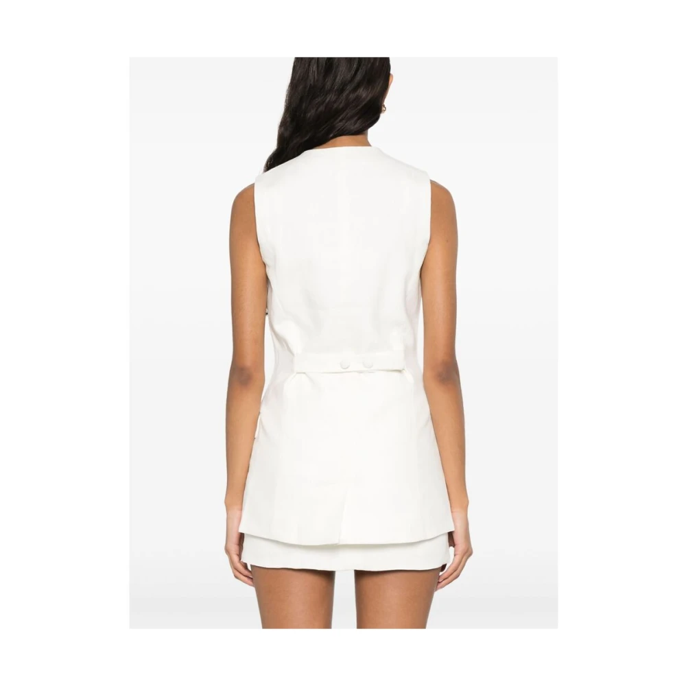 Faithfull the Brand Witte Mouwloze Vest met Klepzakken White Dames