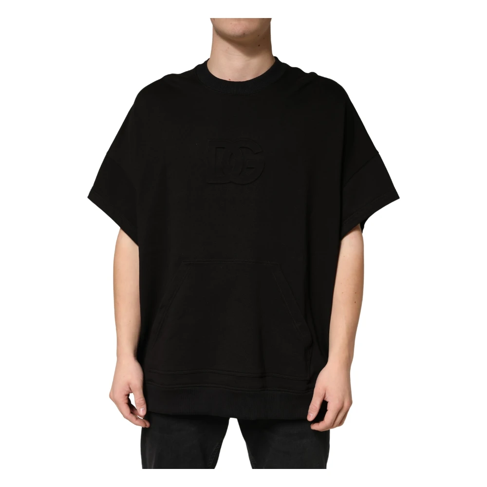 Dolce & Gabbana Black T-Shirts, Male, L, Crewneck T-Shirt