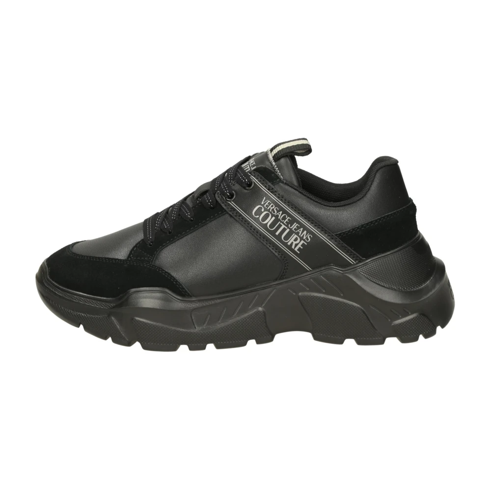 Versace Jeans Couture Lage leren sneakers met uitneembare binnenzool Heren Schoenen Zwart