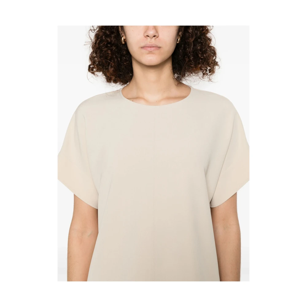 Antonelli Firenze Beige Crew Neck T-shirt met sleutelgatdetail Beige Dames