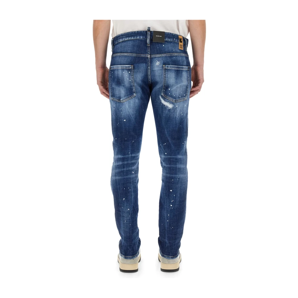 Dsquared2 Patentleren effect Regular Fit Jeans Blue Heren