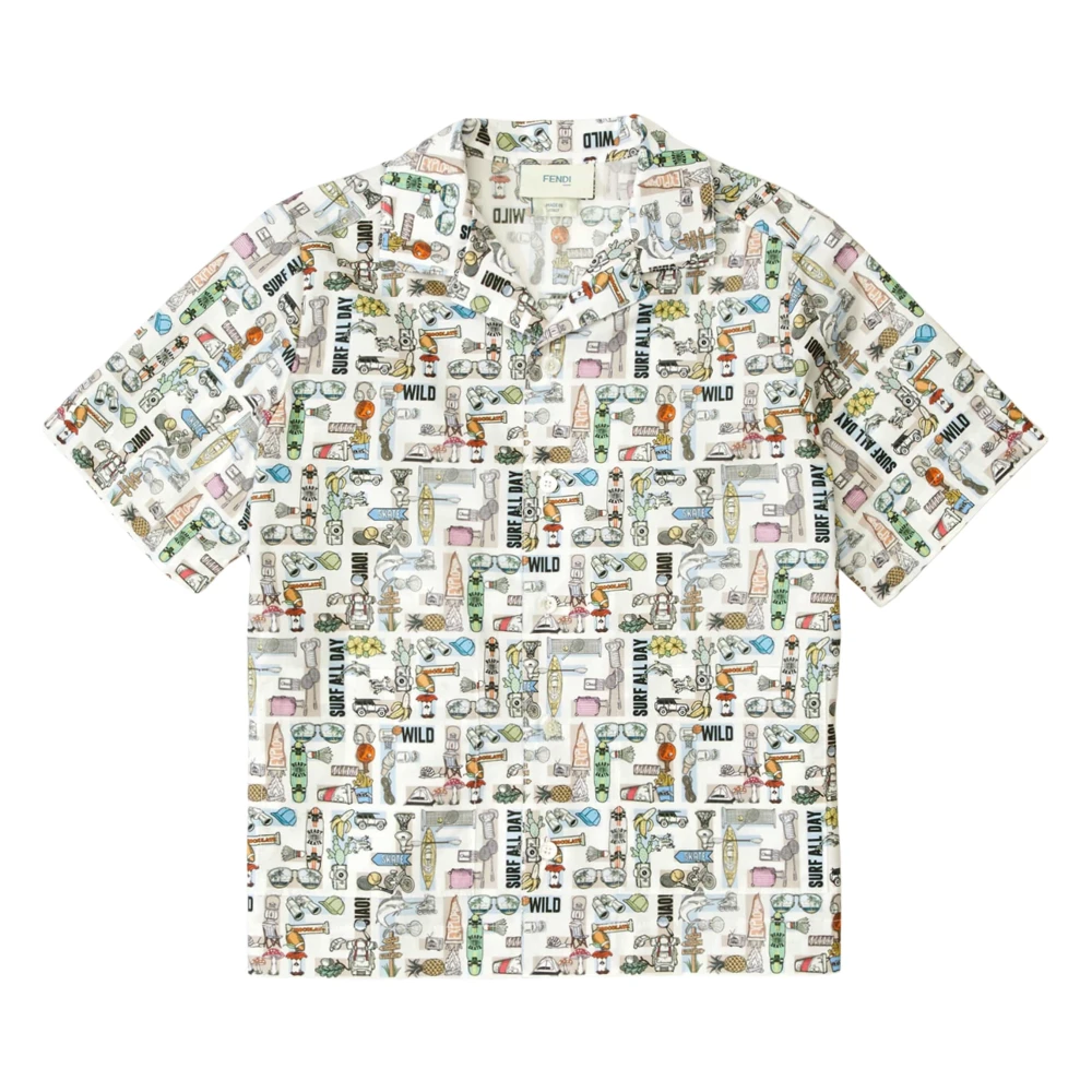 Fendi Girls White Kids Shirts, 12 Y, Ff Logo Shirt For Boys