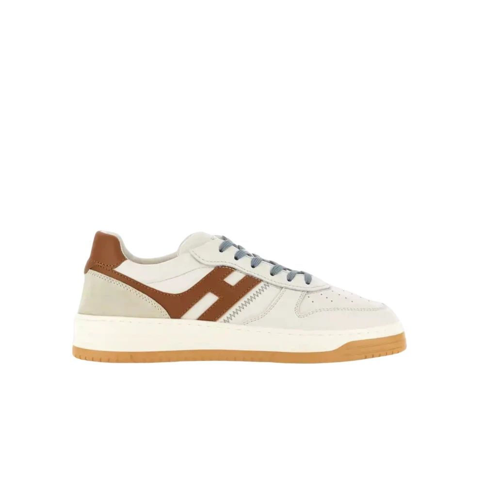 Hogan Beige Lädersneakers Med Memory Foam