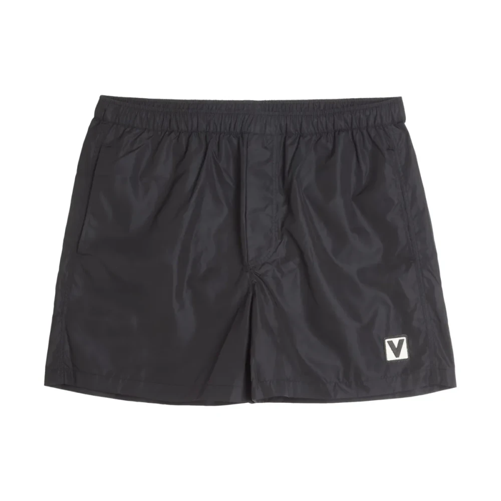 Valentino Zwarte zwemshorts met geborduurd logo Black Heren