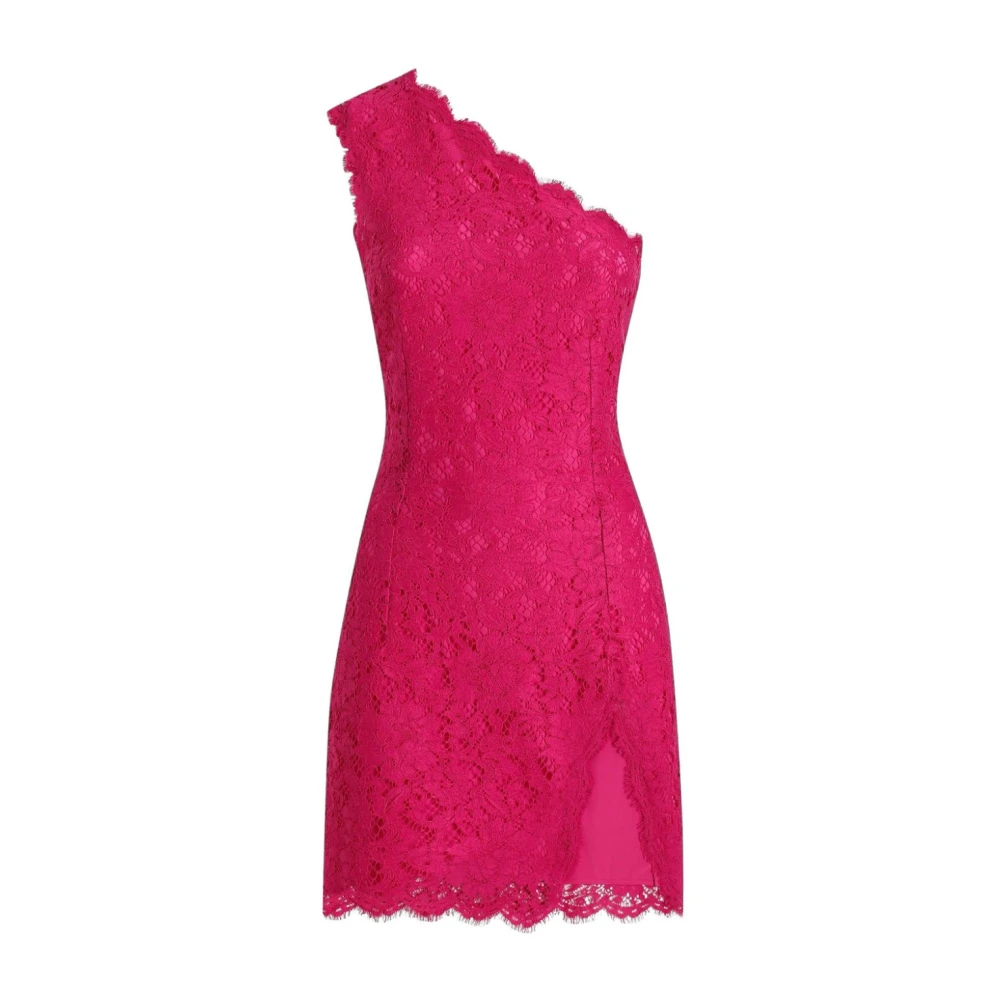 Dolce & Gabbana Korte Kant Jurk in Fuchsia Pink Dames