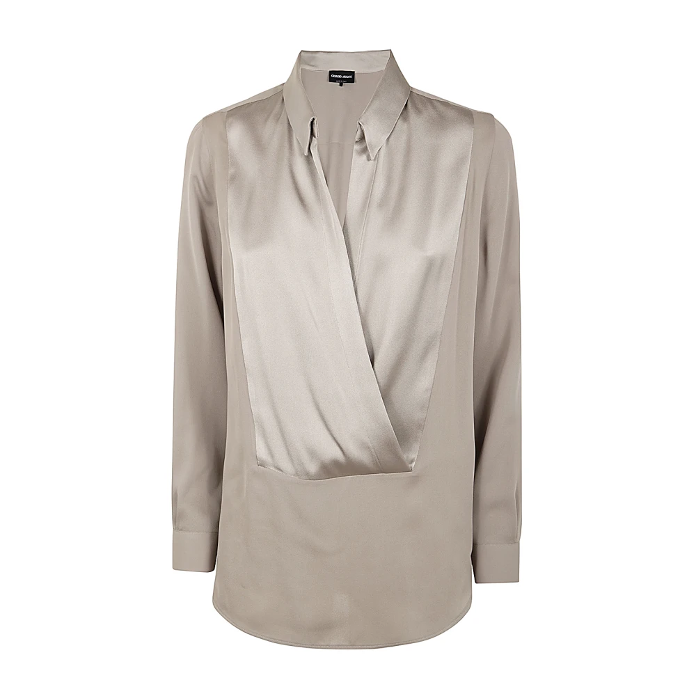 Giorgio Armani Mastic Plastron Shirt Beige Dames