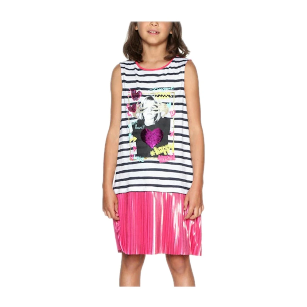Desigual Girls Multicolor Kids Sleeveless Tops, 14 Y, Colorful Heart Sleeveless Dress