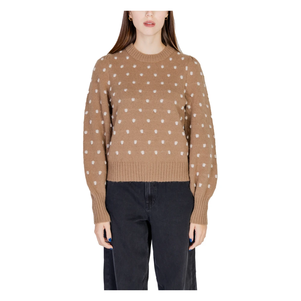 Jacqueline de Yong Polka Dot Gebreide Trui Bruin Brown Dames