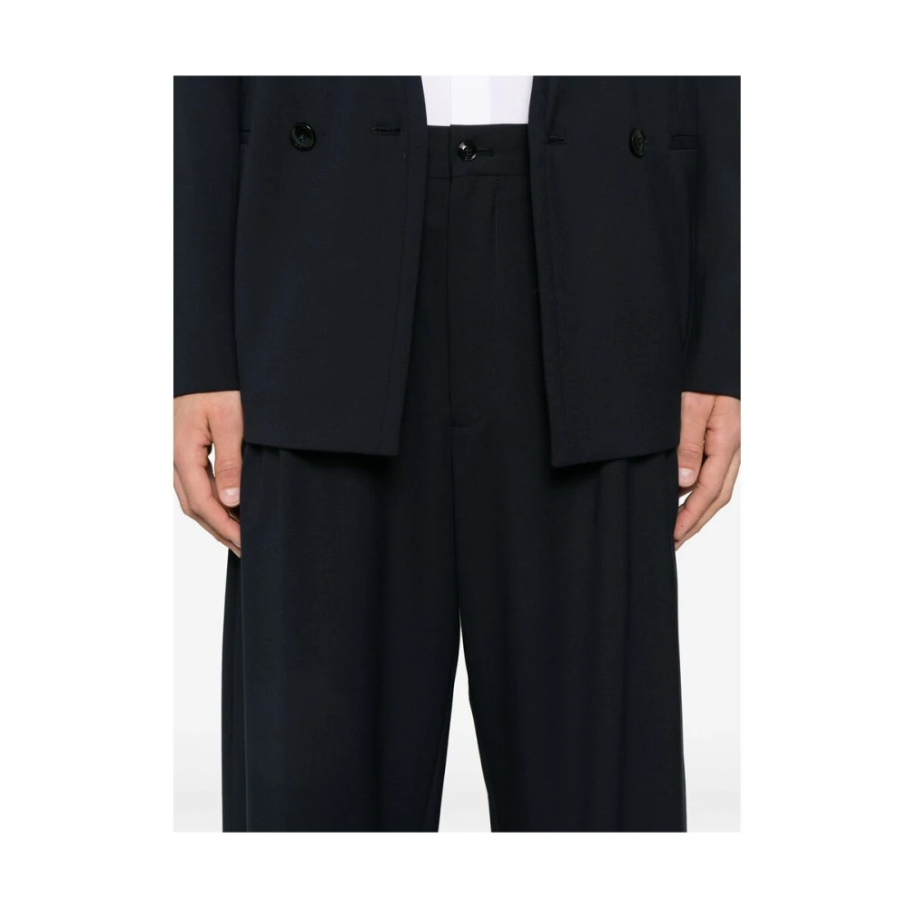 Giorgio Armani Midnight Blue Suit met Verborgen Sluiting Blue Heren