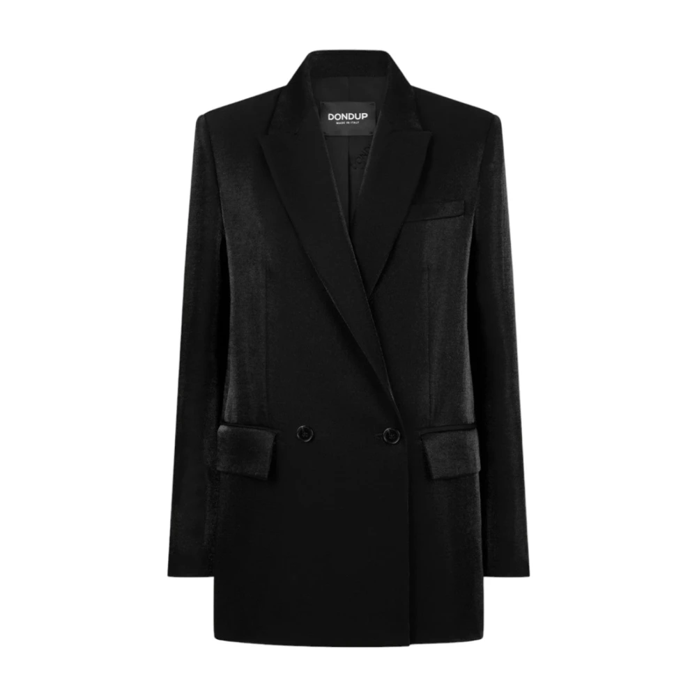 Dondup Women's Black Blazers, S, Wool Double-Breasted Blazer
