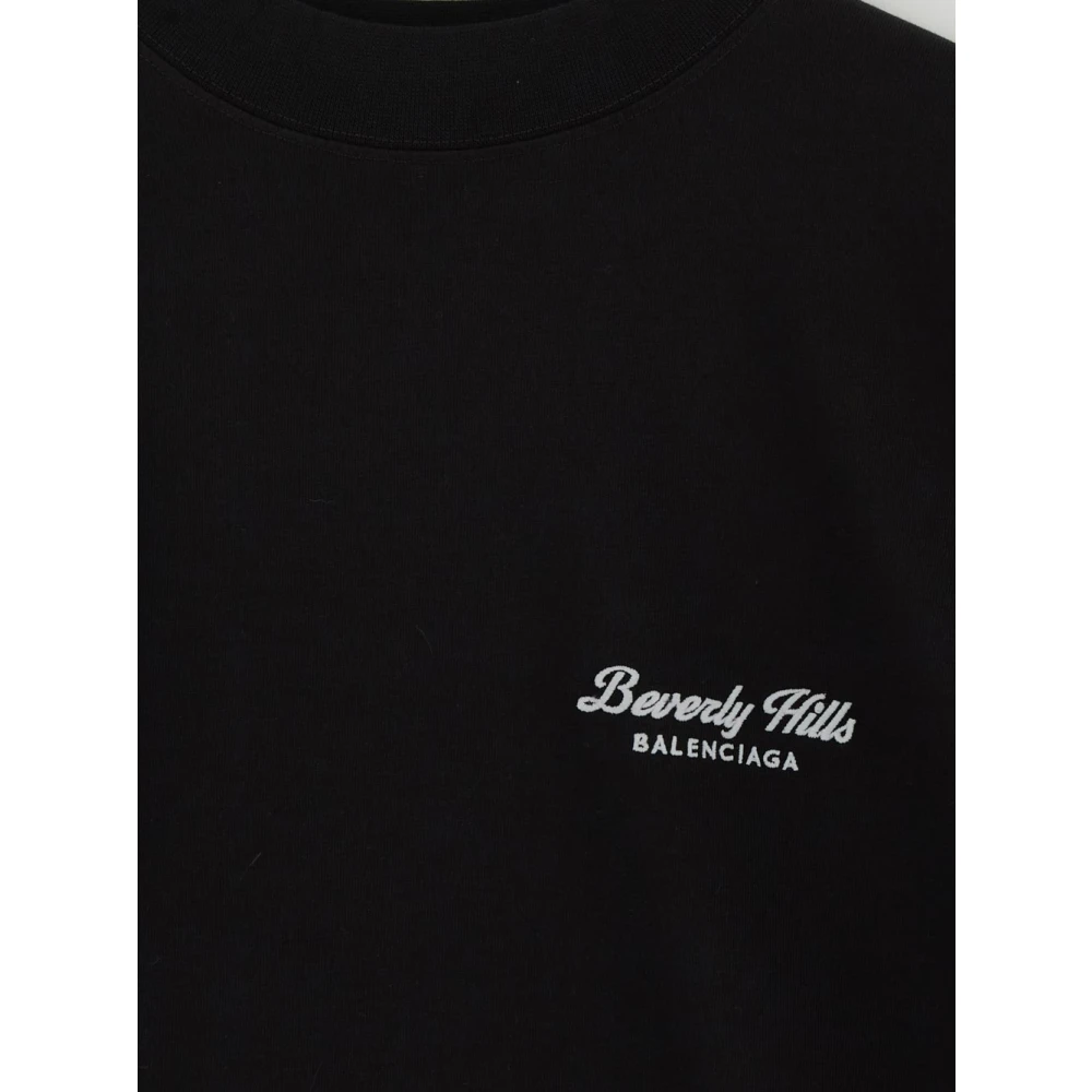 Balenciaga Katoenen Logo T-Shirt Black Heren