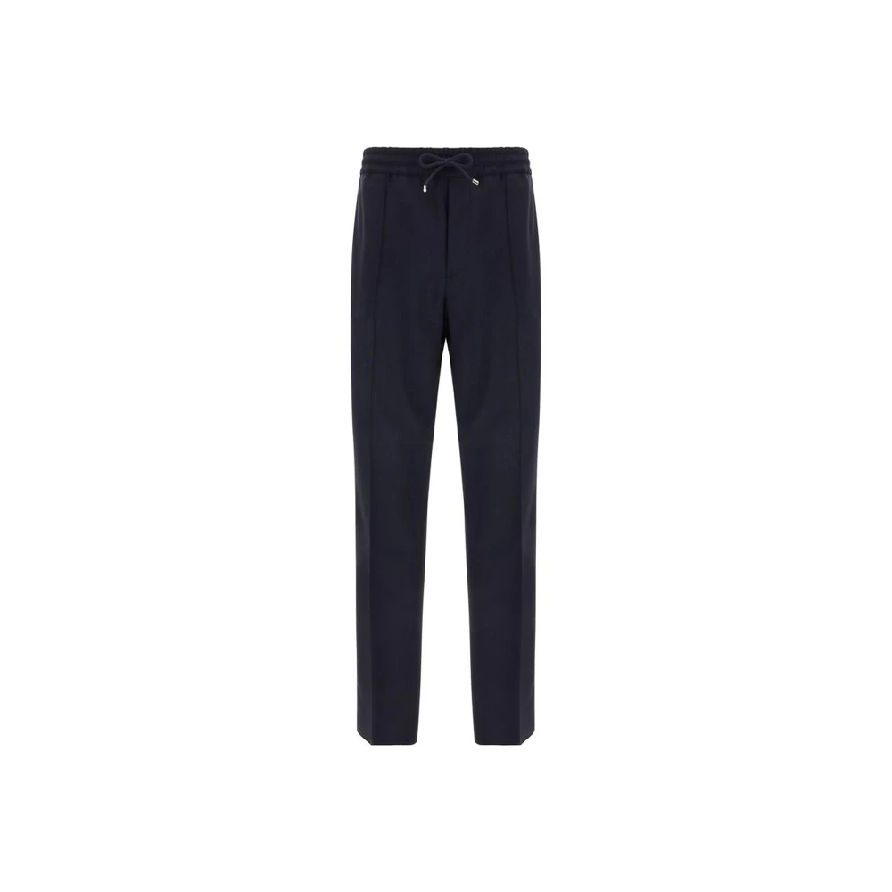 Valentino Monochrome wollen broek met elastische tailleband Blue Heren