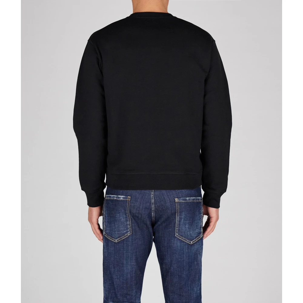 Dsquared2 Gepixelde Logo Zwarte Katoenen Sweatshirt Black Heren