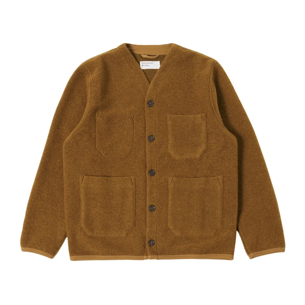 Universal Works Wollen Fleece Cardigan Outdoor Stijl Brown Heren