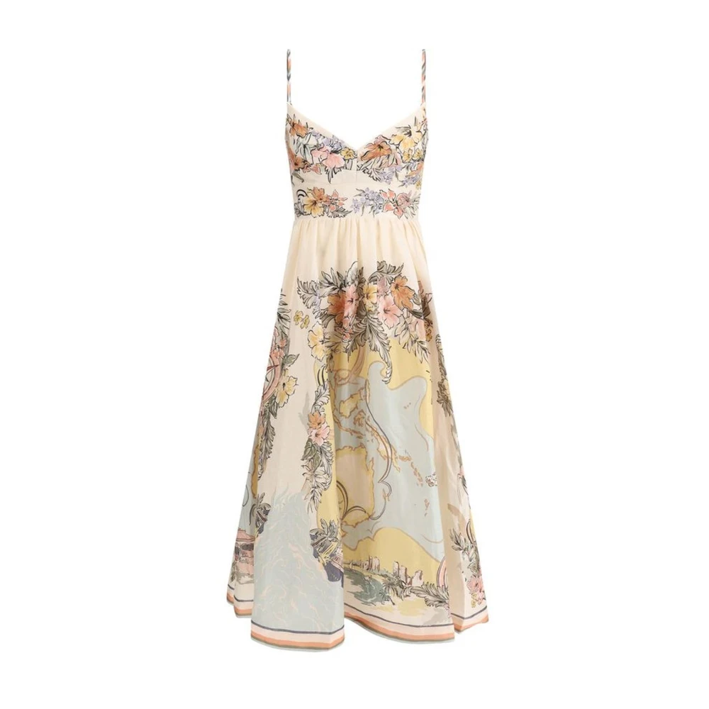 Zimmermann Mouwloze Linnen Midi Jurk met Nautisch Patroon Multicolor Dames