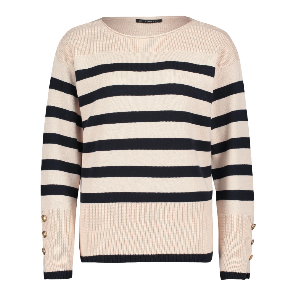 Betty Barclay Gestreepte Gebreide Trui met Geknoopte Mouwen Beige Dames