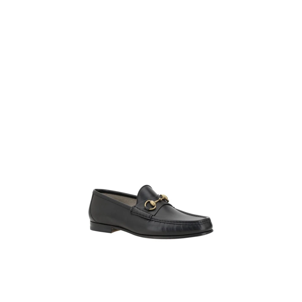 Gucci Metallic Horsebit Leren Loafers Black Heren