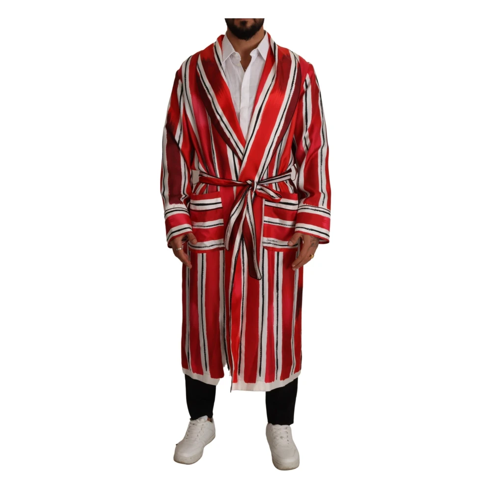 Dolce & Gabbana Men's Multicolor Robes, S, Luxury Striped Silk Robe