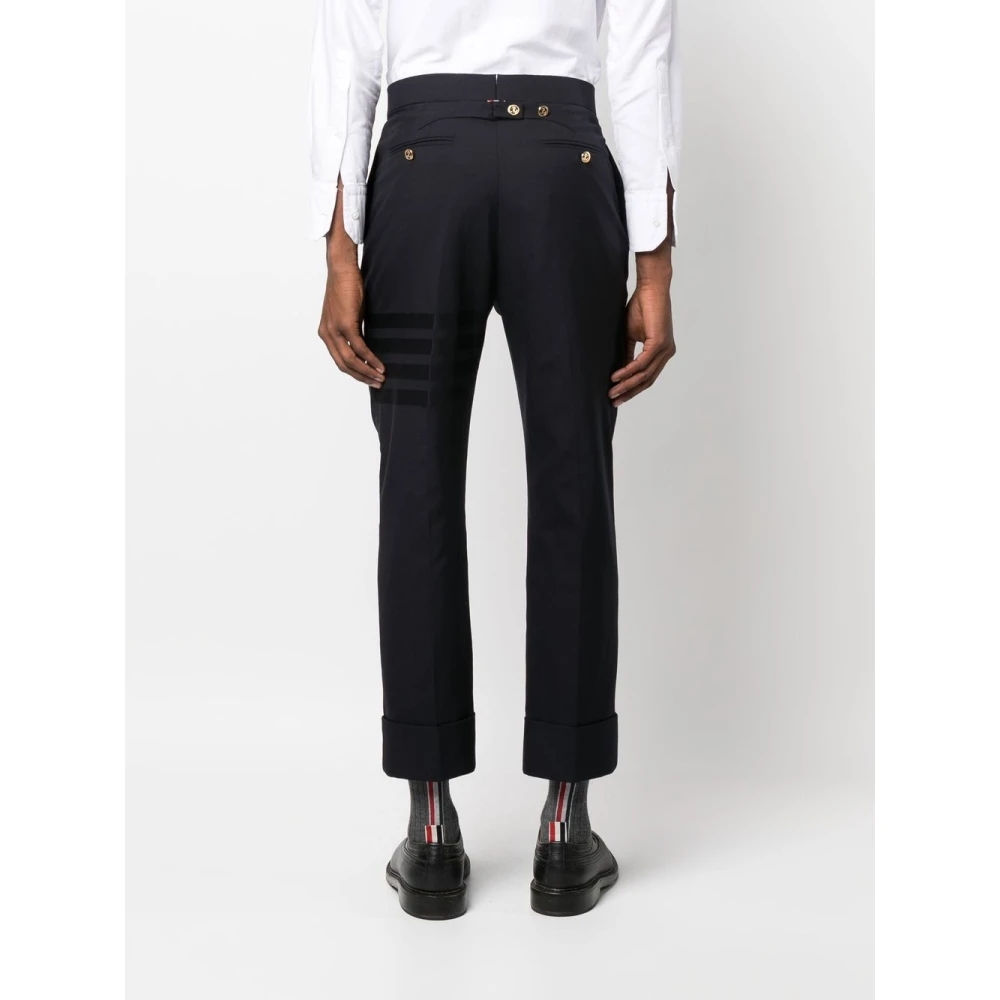 Thom Browne Blauwe Wollen Broek met Riem Blue Heren