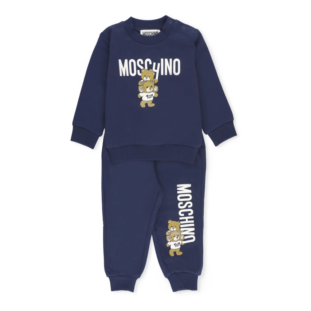 Moschino Blå Baby Jumpsuit Crew Neck Logo Print Blue, Pojke