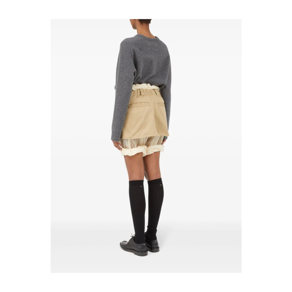 Maison Margiela Beige Gelaagde Shorts Rode Zoom Beige Dames