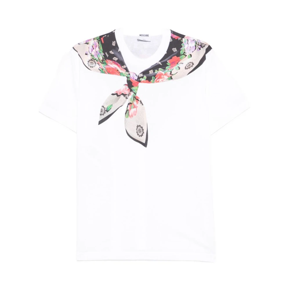 Moschino Women's White T-Shirts, L, Printed Jersey T-Shirt