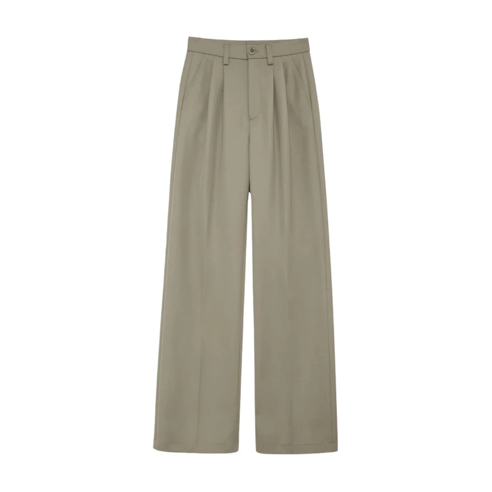 Anine Bing Uitlopende wollen pantalon Green Dames