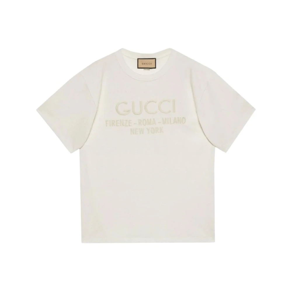 Gucci logo-geborduurd katoenen T-shirt wit White Heren