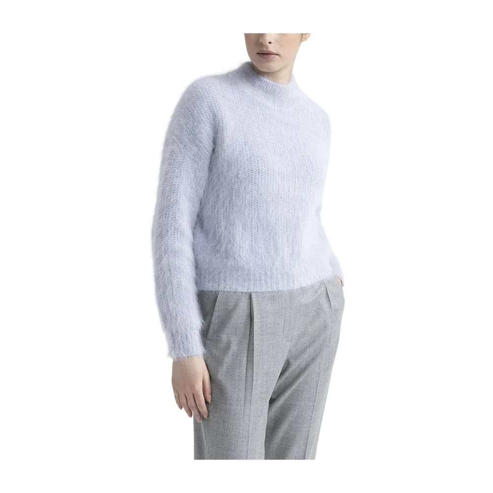 PESERICO Angora wol garen trui Blue Dames