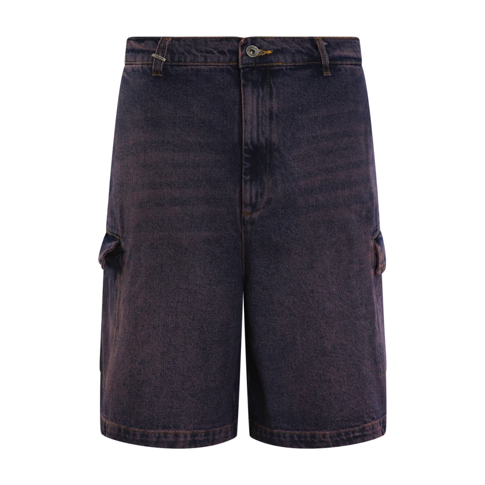 FLÂNEUR Denim Cargo Shorts för män Purple, Herr