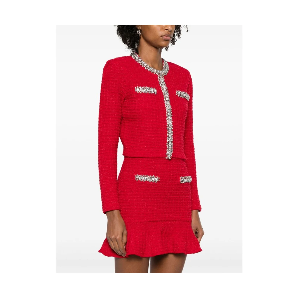 Self Portrait Kristal Rose Rode Sweater met Zakken Red Dames