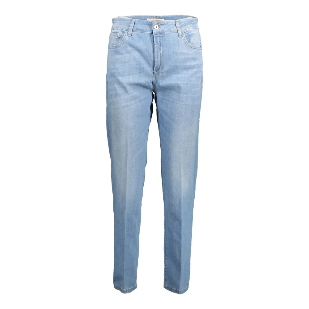 Lys Blå Bomull Jeans & Bukse, 5 Lommer, Knapp og Glidelås, Logo