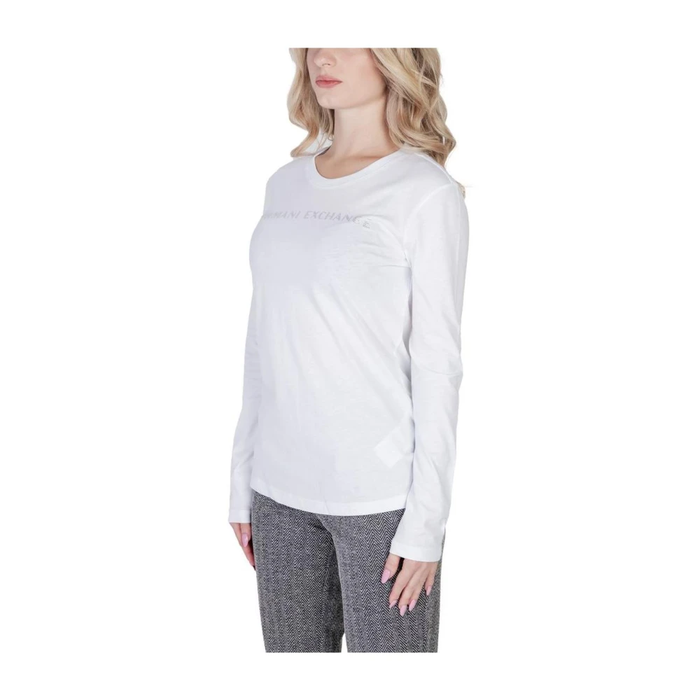 Armani Exchange Witte katoenen crew neck T-shirt White Dames