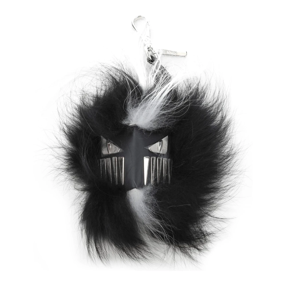 Fendi Svart Päls Hänge Med Logodetalj