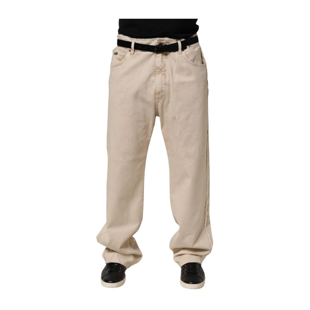 Dolce & Gabbana Men's Beige Straight Denim Jeans For - Wide Trousers - Xl - Trousers