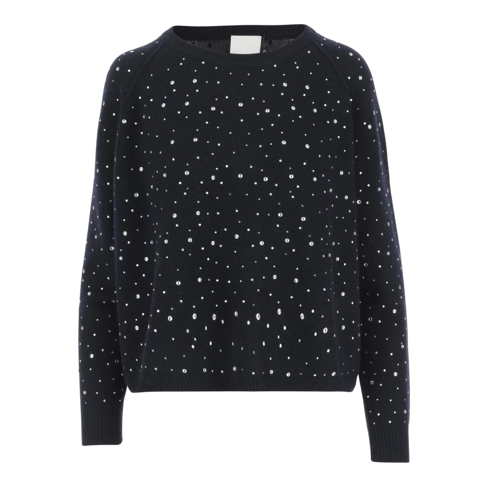 Allude Wollen trui met studs en strass Black Dames