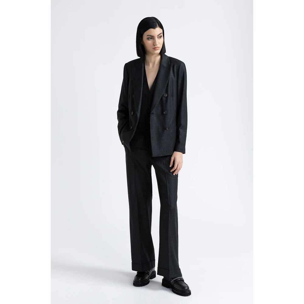 PESERICO Lurex wol flanel klassieke broek Black Dames