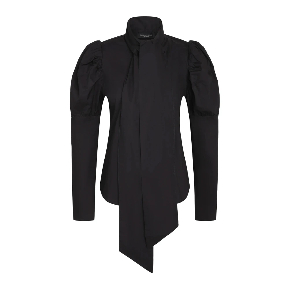 Bruuns Bazaar Zwarte Katoenen Shirt met Dramatische Mouwen Black Dames