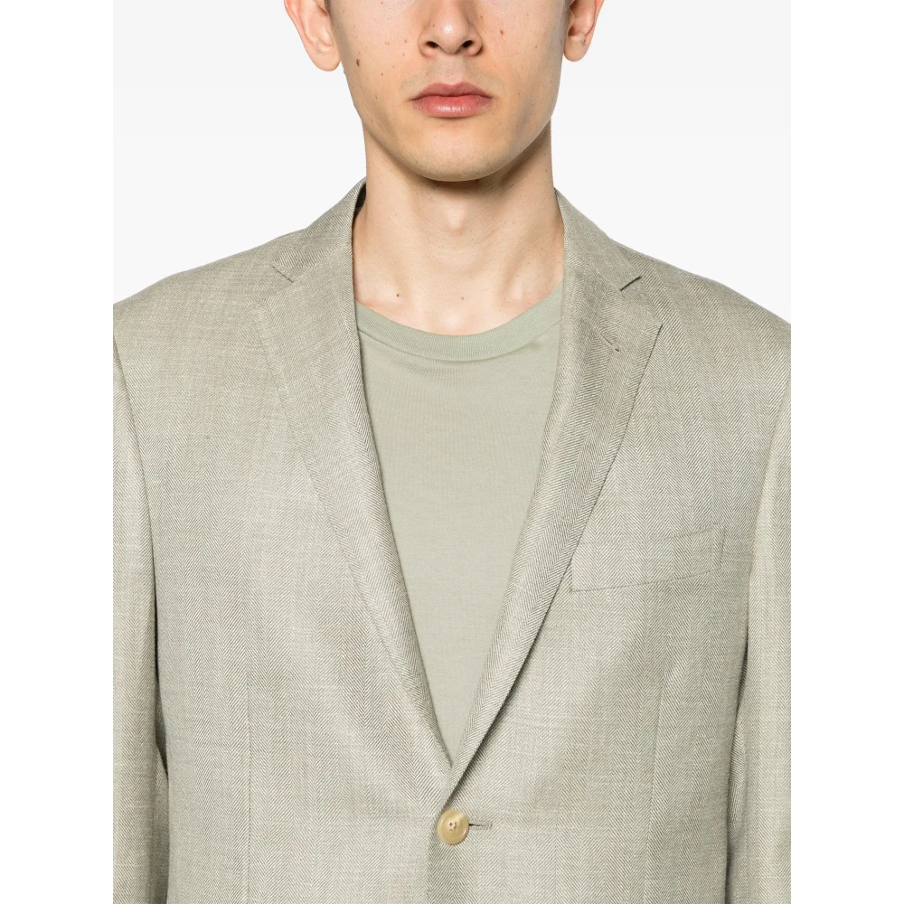 Corneliani Luxe Wol Zijde Linnen Jas Green Heren