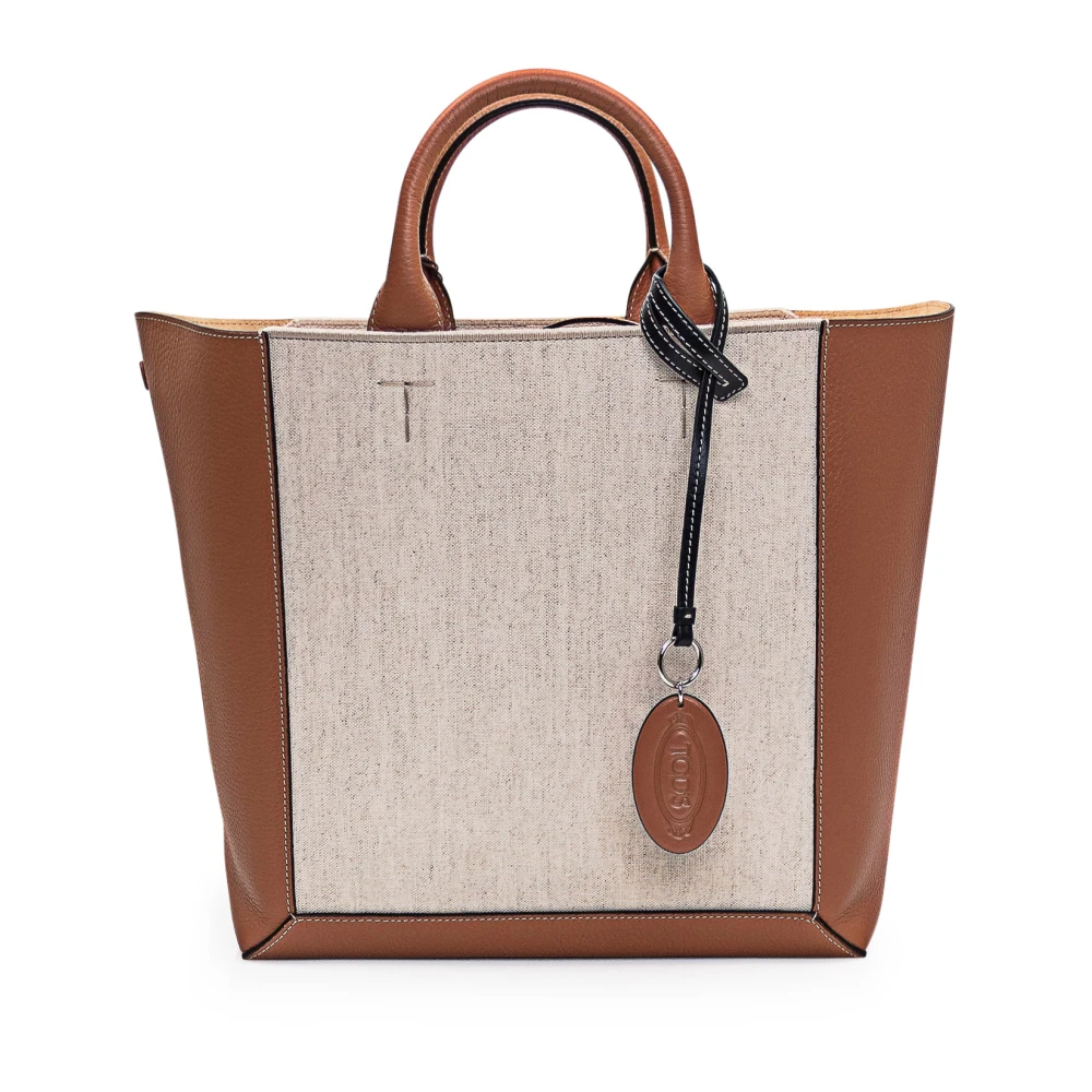 TOD'S Luxe Leren Winkel Tas Beige Dames