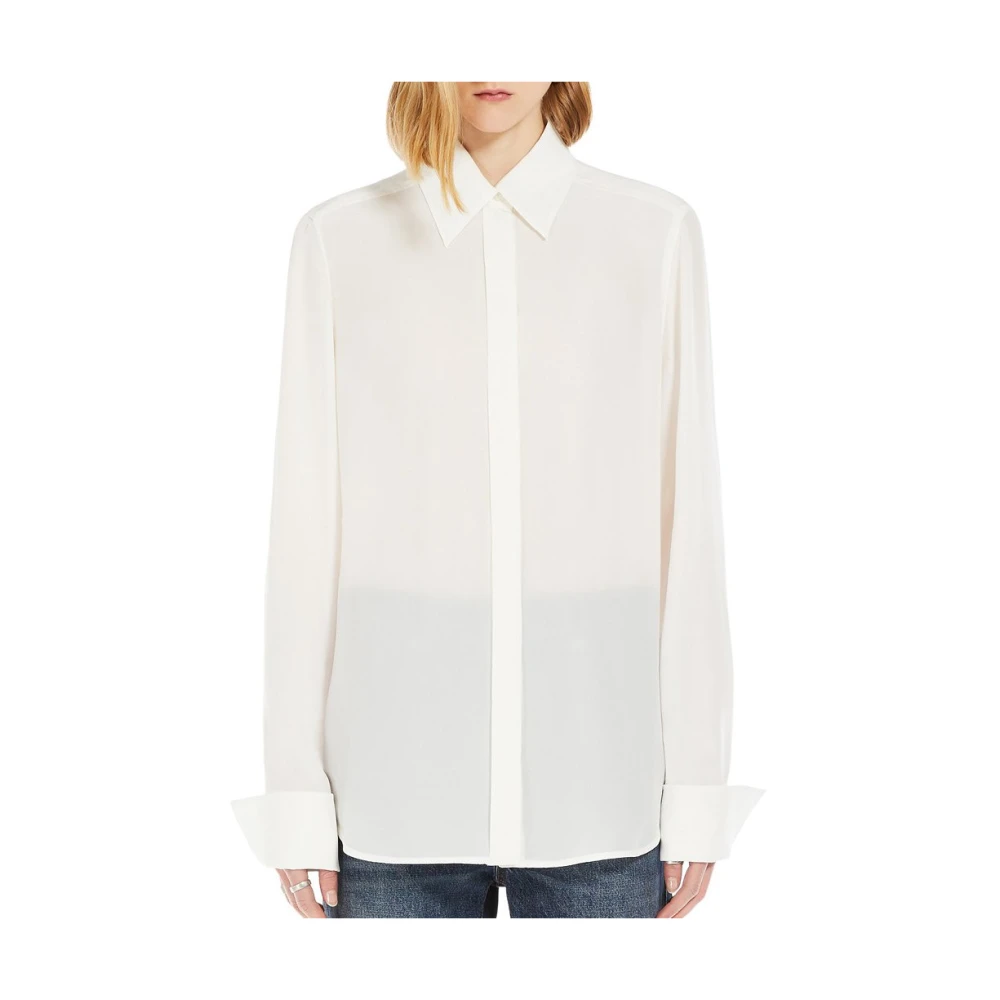 SPORTMAX Witte Zijden Shirt Gemona White Dames