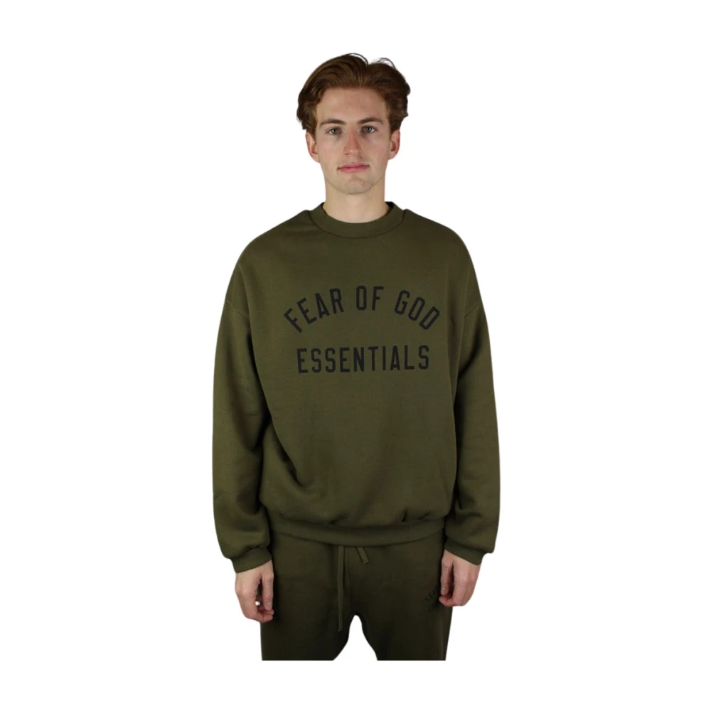 Fear Of God Olijf Fleece Crewneck Eigentijdse Stijl Green Heren