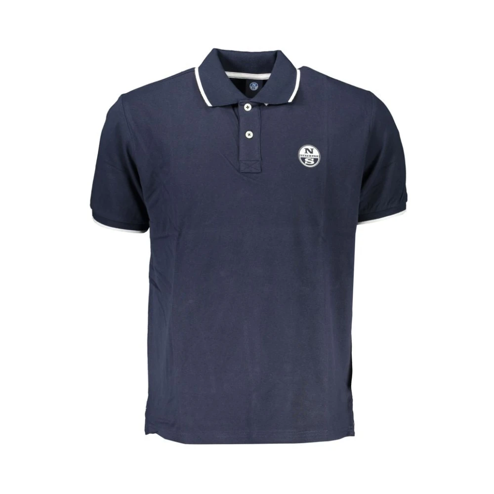 North Sails Blauw Katoenen Poloshirt met Print Blue Heren